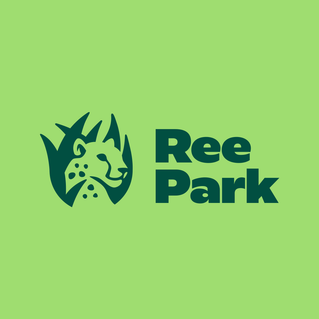 Ree Park Safari bliver til Ree park 3 Logo paa baggrund mtekst